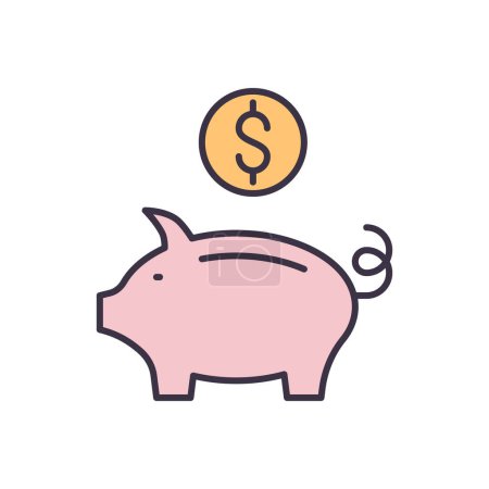 Illustration for Piggy Bank related vector icon. Isolated on white background. Vector illustration - Royalty Free Image