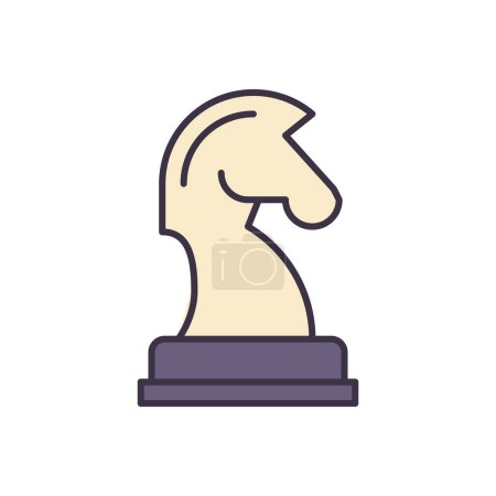 Téléchargez les illustrations : Horse Chess icône vectorielle liée. Isolé sur fond blanc. Illustration vectorielle - en licence libre de droit