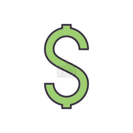Illustration for Dollar Sign related vector icon. Isolated on white background. Vector illustration - Royalty Free Image