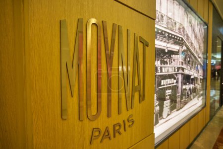 Photo for SINGAPORE - CIRCA JANUARY, 2020: close up shot of Moynat sign as seen in Nge Ann City shopping center. - Royalty Free Image