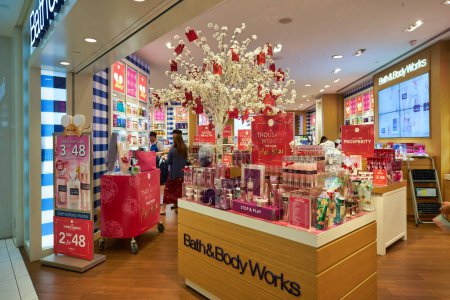 Photo for SINGAPORE - CIRCA JANUARY, 2020: goods on display at Bath and Body Works store in Nge Ann City shopping center. - Royalty Free Image