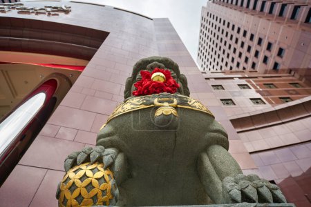 Photo for SINGAPORE - CIRCA JANUARY, 2020: close up shot of guardian lion at Nge Ann City shopping center in the daytime - Royalty Free Image
