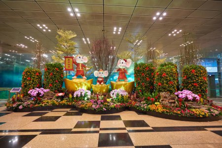 Téléchargez les photos : SINGAPOUR - CIRCA JANVIER 2020 : plan intérieur de l'aéroport international Changi de Singapour. - en image libre de droit