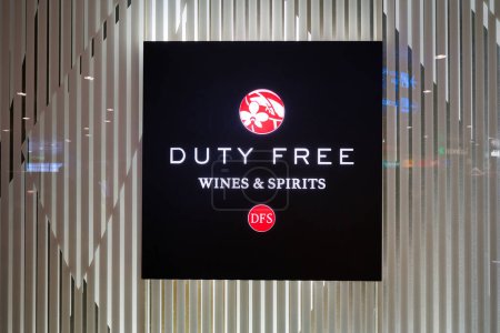 Photo for SINGAPORE - CIRCA JANUARY, 2020: close up shot of FSD Wines and Spirits Duty Free sign in Singapore Changi Airport. - Royalty Free Image