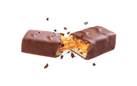chocolate bar in caramel on a white background