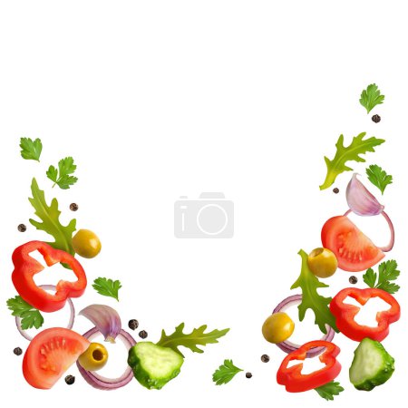 Téléchargez les illustrations : Vegetable backggound. Isolated vector illustration - en licence libre de droit