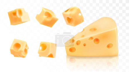 Ilustración de Set pieces of cheese. Vector illustration. - Imagen libre de derechos