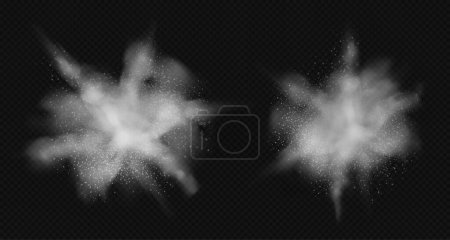 Ilustración de White powder explosion isolated on transparent background. Vector illustration - Imagen libre de derechos