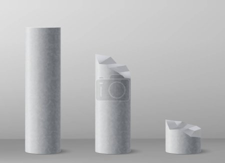 Ilustración de White 3d Cylinder pillar isolated on grey background. Vector illustration - Imagen libre de derechos