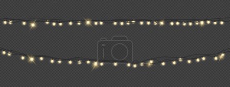 Illustration for Christmas lights isolated realistic design elements. Xmas glowing lights. Garlands, Christmas decorations. vector illustration - Royalty Free Image