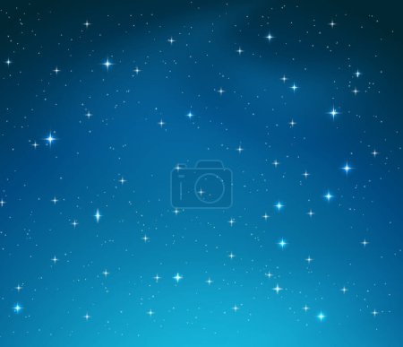 Illustration for A Blue Night Sky with Bright Stars Horizontal Background. Vector - Royalty Free Image