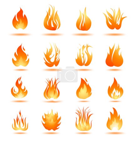 Illustration for Fire flame icons set isolated on white background,, energy and power concept. cartoon simple vector illustration - Royalty Free Image