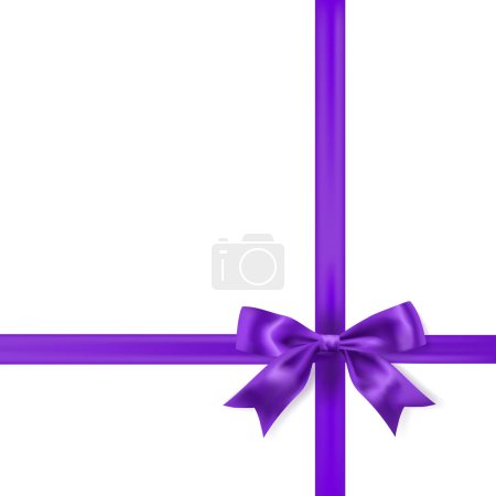 Téléchargez les illustrations : Noeud papillon ruban violet comme élément de conception pour la conception de vacances, boîtes-cadeaux, illustration vectorielle réaliste - en licence libre de droit