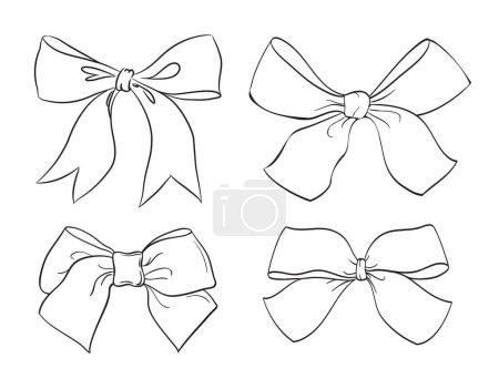 Illustration for Fashion Accessory Bows Drawing, Ribbon Bows Set Illustration - Royalty Free Image