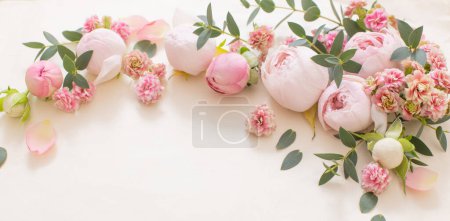 Photo for Beautiful roses on background  old paper - Royalty Free Image