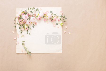 Photo for Beautiful roses on background  old paper - Royalty Free Image