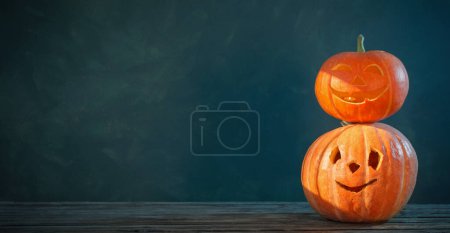 Photo for Halloween pumpkin on dark background - Royalty Free Image
