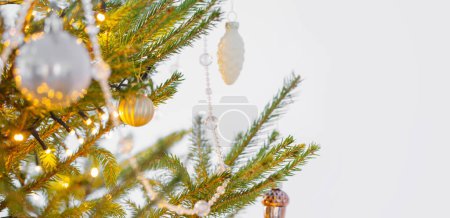 Photo for Christmas tree with decor close up - Royalty Free Image