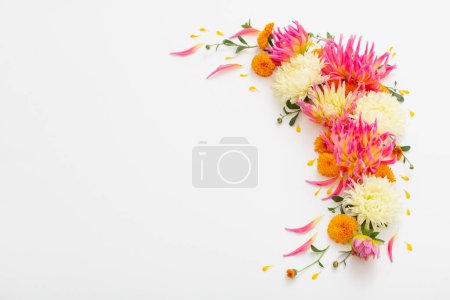 Photo for Beautiful flowers composition on white background - Royalty Free Image