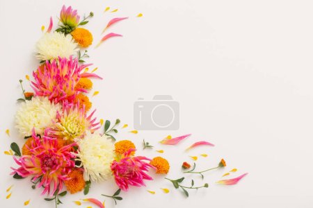 Téléchargez les photos : Belle composition de fleurs sur fond blanc - en image libre de droit