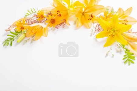 Photo for Bright summer flowers on white background - Royalty Free Image
