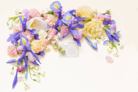 Téléchargez les photos : Belles fleurs printanières sur fond pastel - en image libre de droit