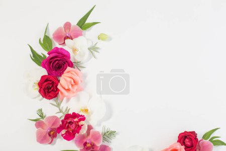 Photo for Pattern of summer flowers on white background - Royalty Free Image