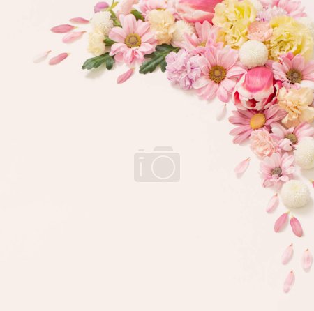 Photo for Frame of flowers on white background - Royalty Free Image