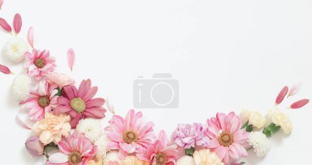 Photo for Frame of flowers on white background - Royalty Free Image