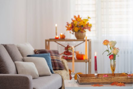 Photo for Beautiful autumnal decor in home white interior - Royalty Free Image