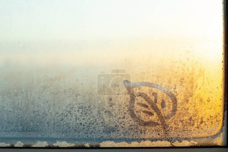 Photo for Autumn background of glass window with drops  in sunlight - Royalty Free Image