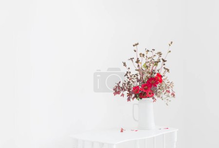 Téléchargez les photos : Fleurs en cruche blanche sur fond blanc - en image libre de droit