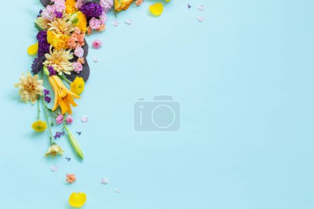 Foto de Hermosas flores de verano sobre fondo azul - Imagen libre de derechos