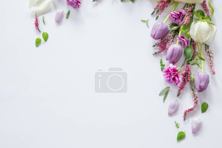 Photo for Frame of beautiful flowers on white background - Royalty Free Image