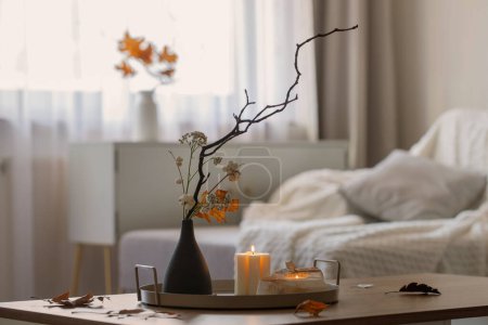Photo for Autumn decor in cozy white modern room - Royalty Free Image