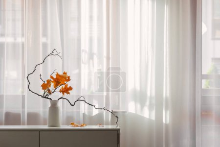 Photo for Autumn composition on background window - Royalty Free Image