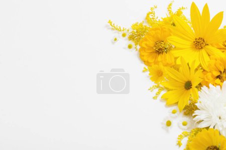 Photo for Yellow flowers on white background - Royalty Free Image