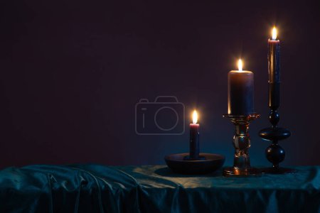 Photo for Burning candles on dark background - Royalty Free Image