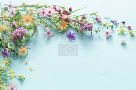 Foto de Flores silvestres de primavera sobre fondo de papel - Imagen libre de derechos