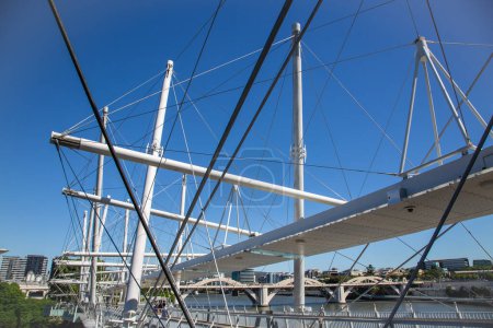 Photo for The Kurilpa Bridge is a 470 metres pedestrian and bicycle bridge over the Brisbane River opened in October 2009. It is the world largest hybrid tensegrity bridge. - Royalty Free Image