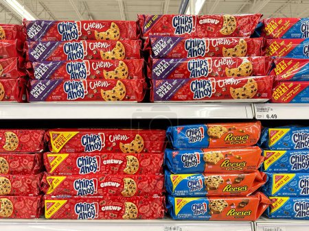 Photo for Wixom, Michigan USA - May 5, 2024: Chips Ahoy chewy chocolate chip cookies on a shelf in Meijer grocery store - Royalty Free Image
