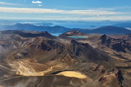 Photo for Tongariro National Park landscape, amazing scenic view from Mount Ngauruhoe peak in New Zealand - Royalty Free Image