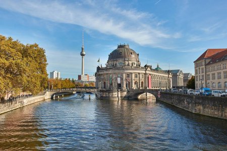 Photo for River Spree view in Berlin city canter, popular place for boat sightseeing tours - Royalty Free Image