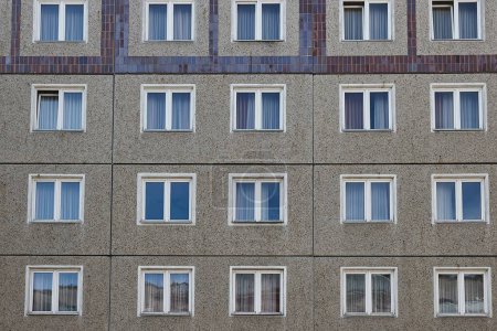 Photo for Detail of an old apartment building, eastern european panel block of flats, cheap apartments - Royalty Free Image