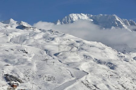 Photo for View of the ski slopes in the Alps - Royalty Free Image