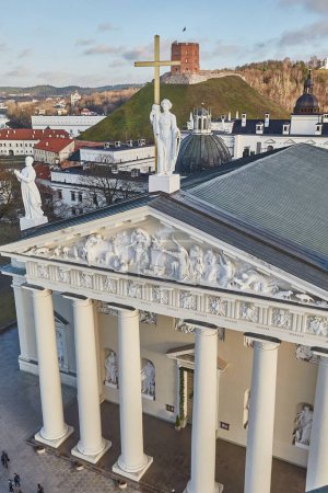 Photo for Vilnius cathedral in late sunlight lookout view from the belfry - Royalty Free Image