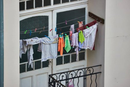 Clothes drying on the laundry line