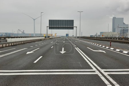 Main transportation road intersection in the area of the port of Rotterdam, Maasvlakte industrial complex