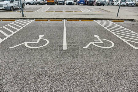 Empty disabled places in a parking lot