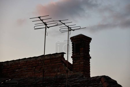 Rf antennas on an old rooftop
